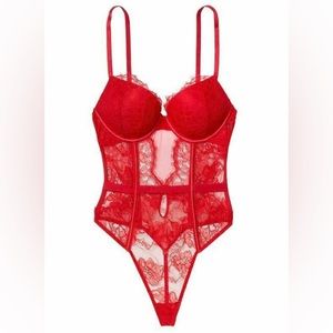 Bombshell Lace Teddy Red 2 more cups push up